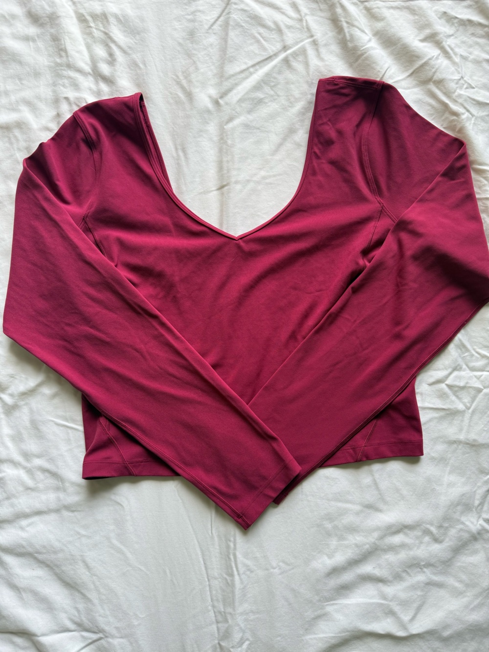 Wine Red Lululemon Long Sleeve Crop Top - Sz Lrg